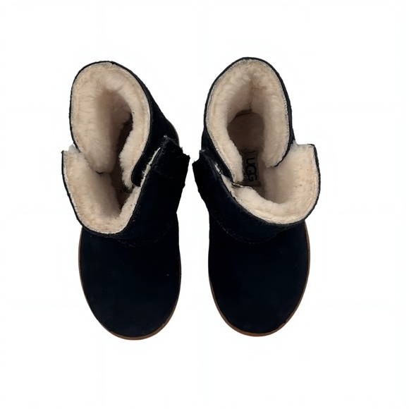UGG Toddler Winter Boots Keelan II Black Suede Ugg plush Wool Hook & Loop Size 5 - Picture 6 of 10